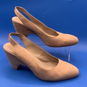 EILEEN FISHER Vero Cuoio Milla Slingback Pump Nude Nubuck Low Heel Size 11